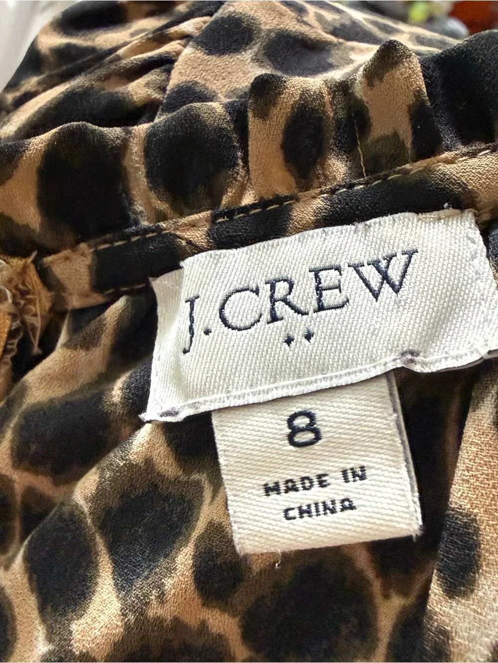 J. Crew Long-Sleeve Leopard Print Midi Dress - Black & Cream Size 8